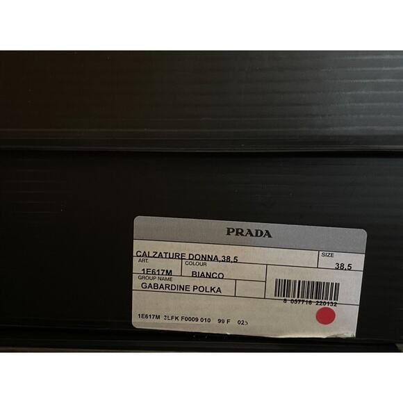 PRADA 1E617M WHITE BLACK POLKA CANVAS LOGO POINTY CAP LOW TOP SNEAKERS 38.5 - Picture 15 of 15
